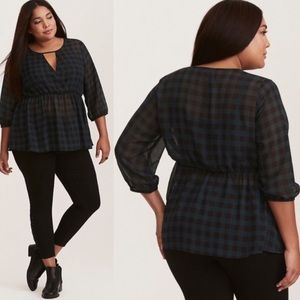 Torrid green plaid blouse 👚